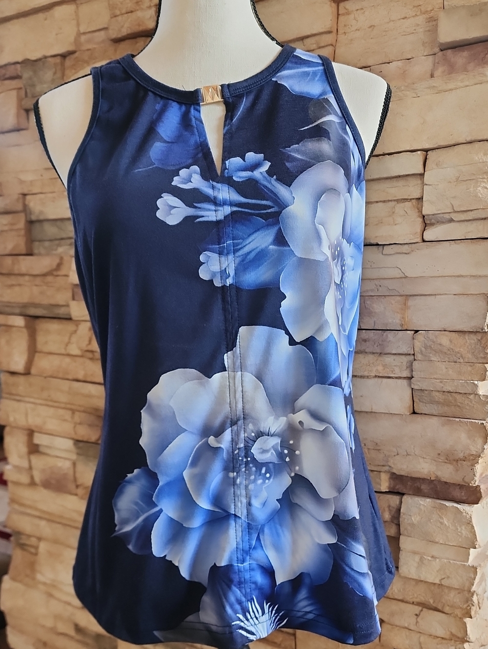 Women's Navy Blue Floral Tank Top
